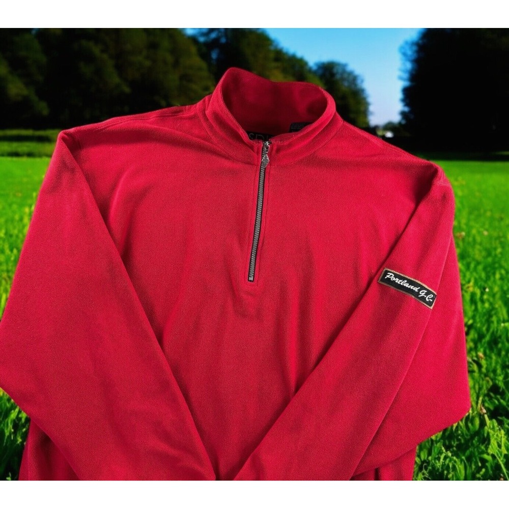 SDI Golf Pullover Mens 2XL Vintage Portland Course Red 1/4 Zip Dadcore Patch VTG